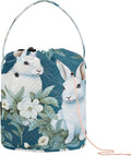 WELLDAY White Bunnies Crochet Bag Knitting Bag Yarn Storage Organizer