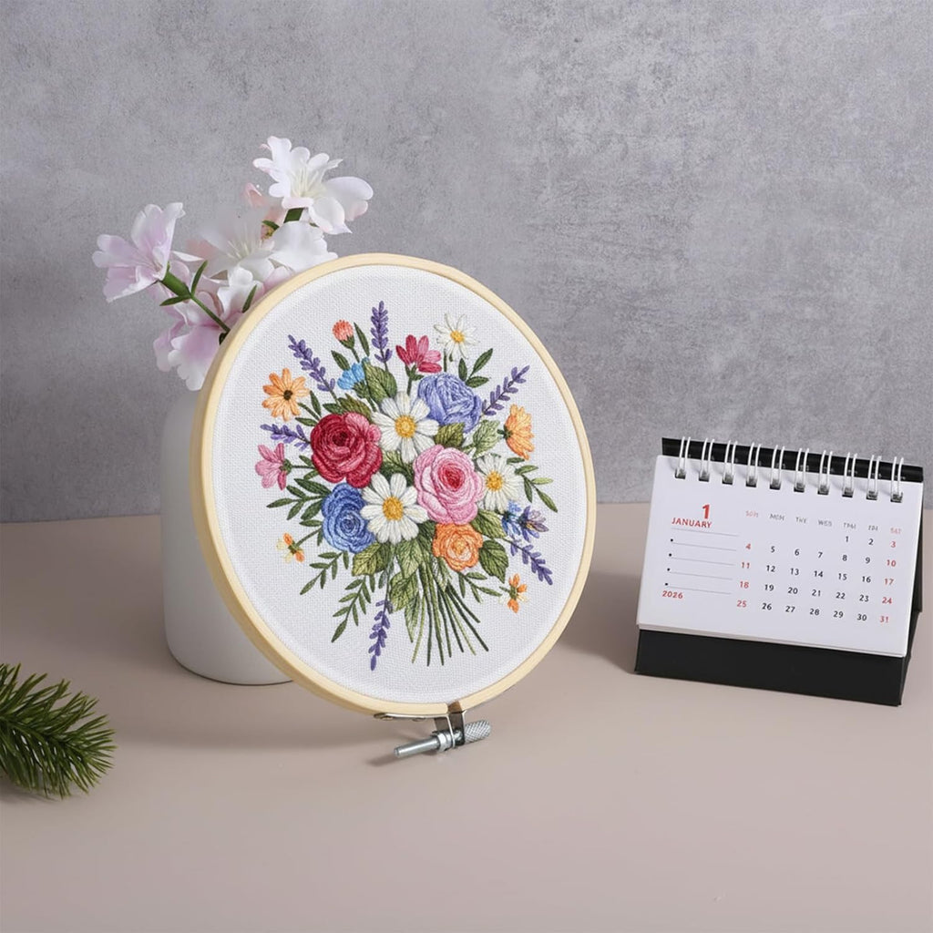 2 Pcs Wooden Embroidery Hoop, 6 Inch 8 inch Bamboo Embroidery Hoops