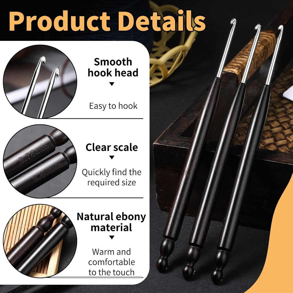 Hssugi 1.25mm Crochet Hooks, Ergonomic Crochet Hooks for Arthritic