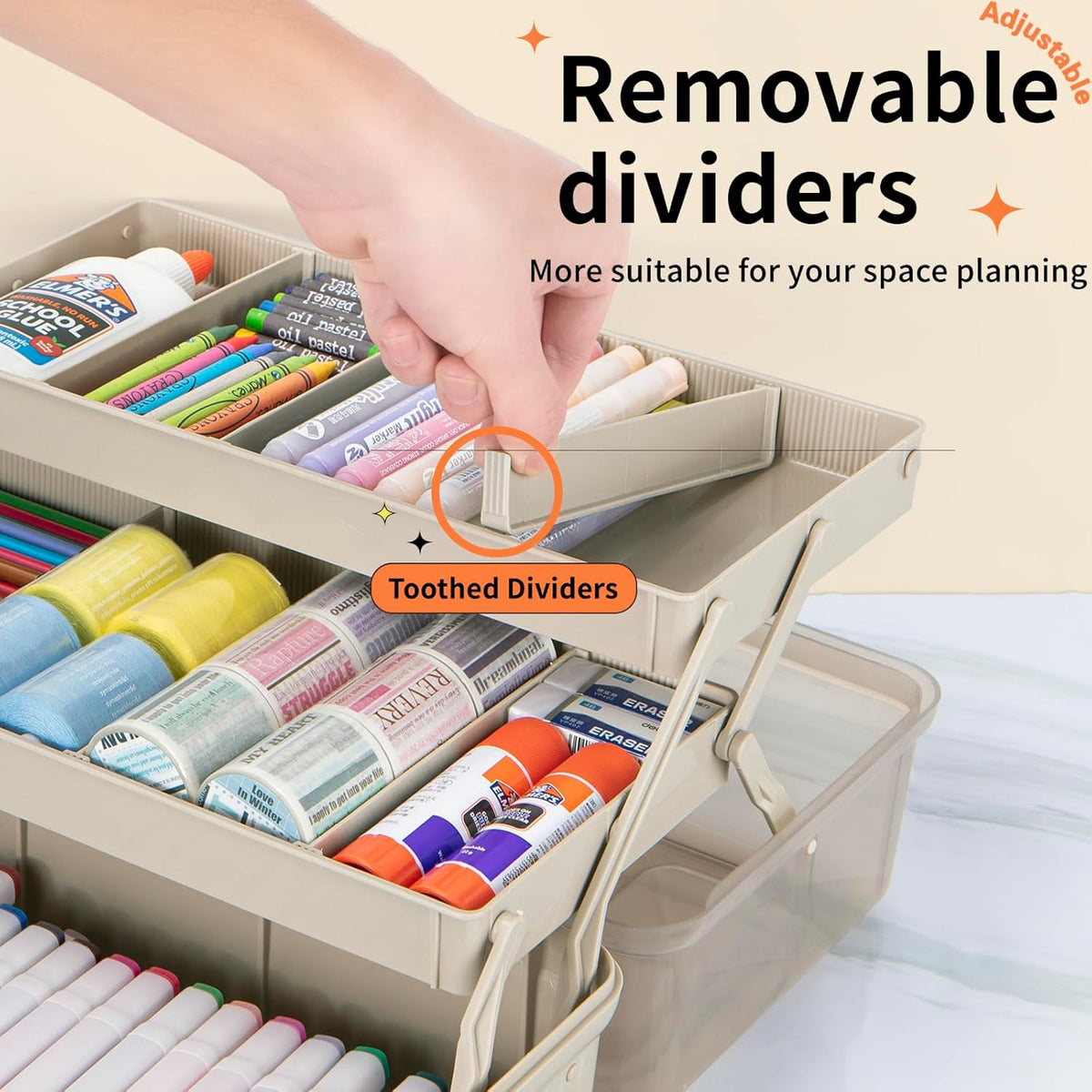 TERGOO 12.5in 3-Layer Multipurpose Craft Organizers and Storage with