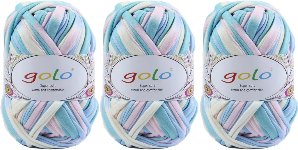 golo 3 Pack T-Shirt Crochet Yarn for DIY Knitting Bulky Yarn for Hand