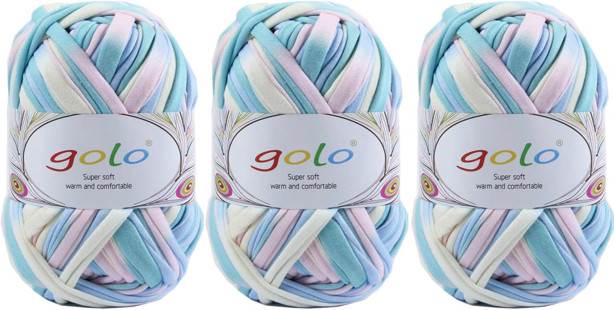 golo 3 Pack T-Shirt Crochet Yarn for DIY Knitting Bulky Yarn for Hand