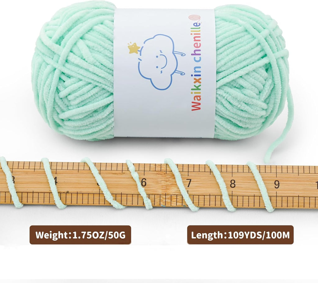 6 Pack of Skinny Chenille Yarn for Crocheting, Amigurumi Yarn&Baby