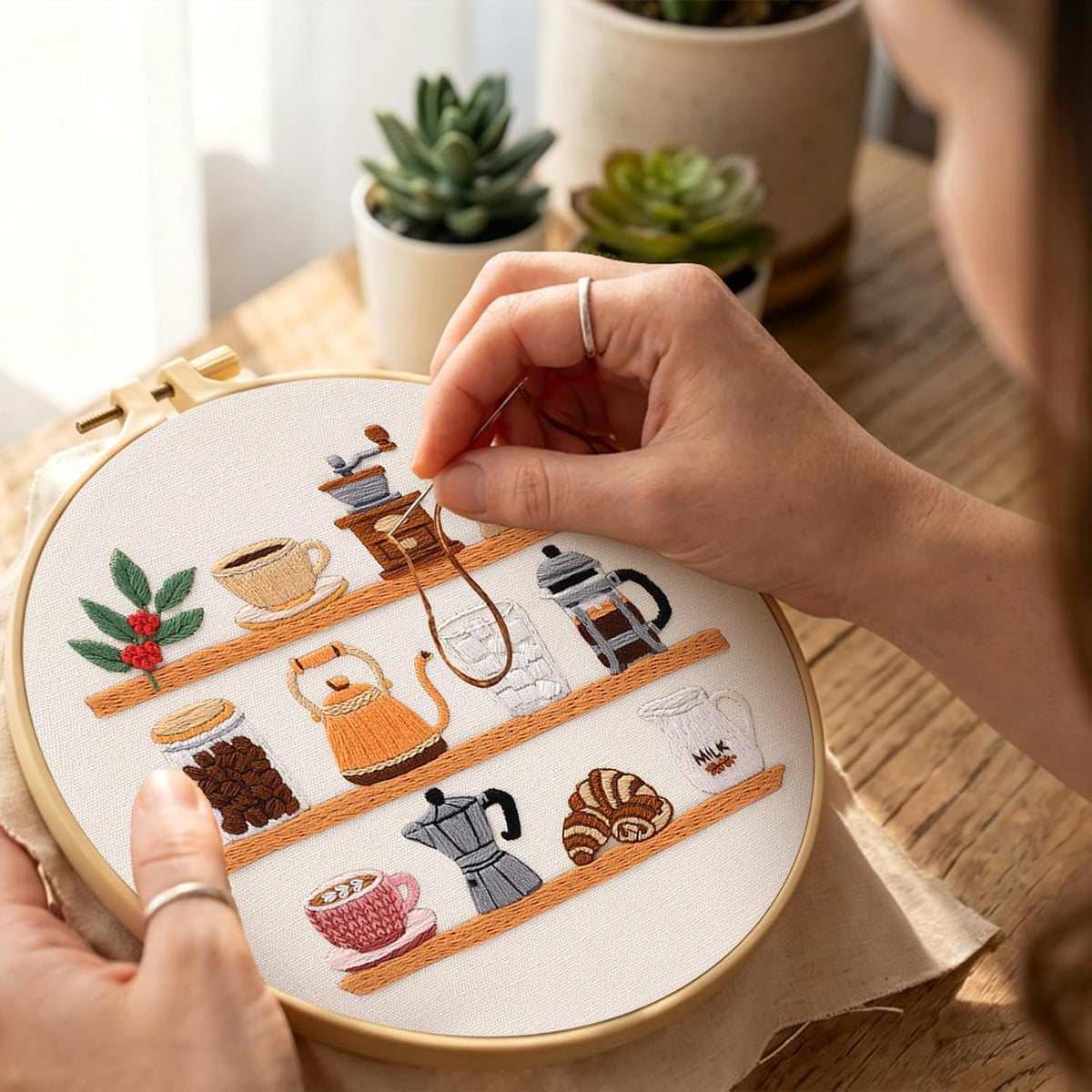 Nuberlic Coffee Bar Embroidery Kit for Beginners