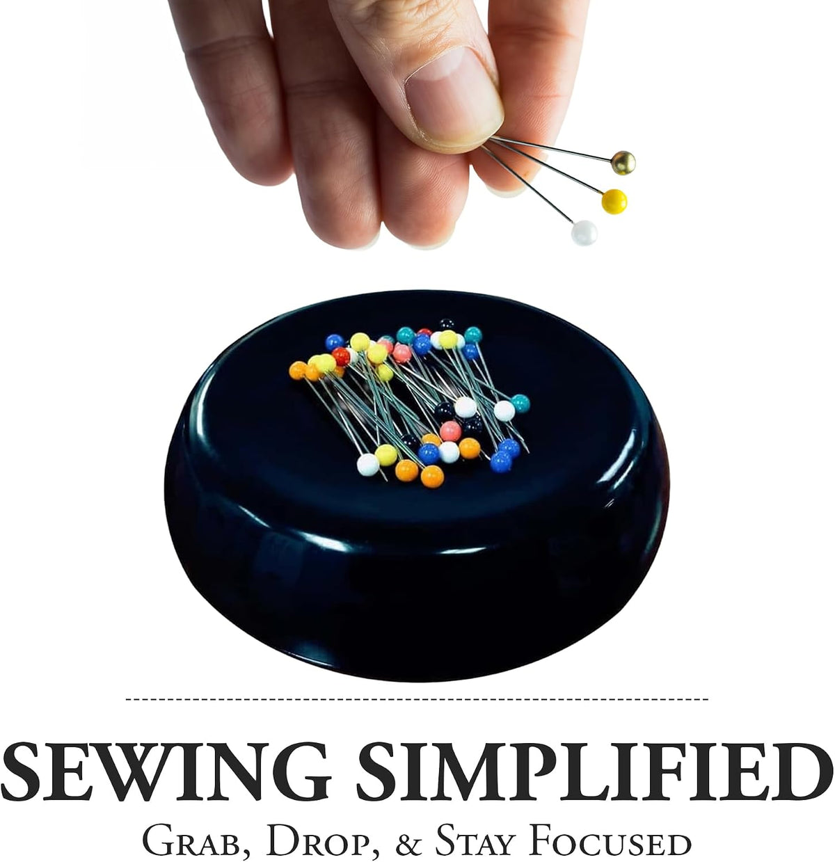 Grabbit Magnetic Sewing Pincushion with 50 Plastic Head Pins – Magnet