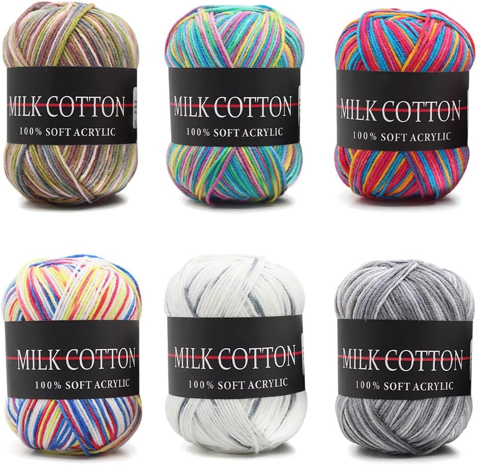 6 Rolls 50g Acrylic Yarn Skeins, Soft Yarn for Crocheting and Knitting