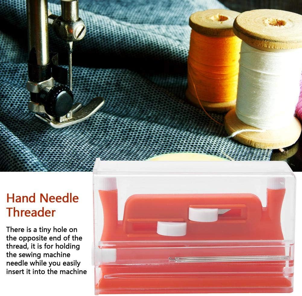 Desk Needle Threader, Hand Threader Red Double Hole Needle Threader