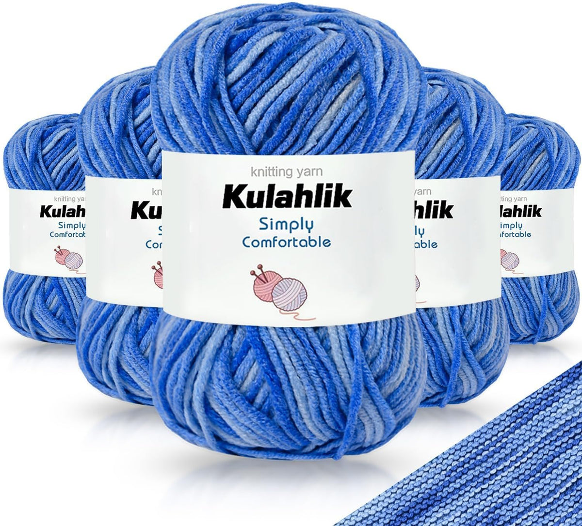250g(5x50g) Acrylic Yarn for Crochet/Knitting, Colorful Gradient Yarn