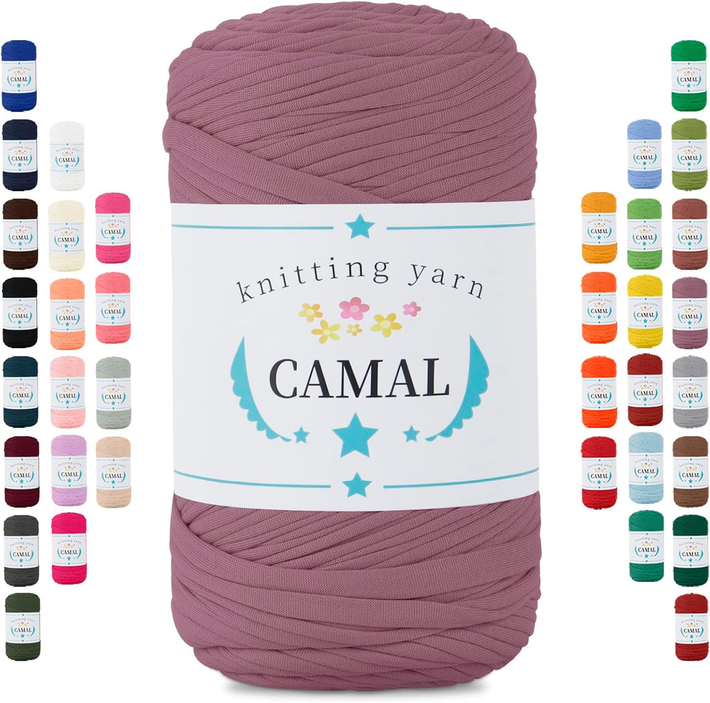 CAMAL Tshirt Yarn for Crochet, 400g Soft Ribbon Yarn for Crocheting &