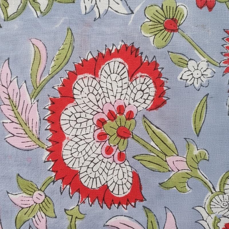 Handmade Block Print Cotton Fabric Bolt - Continuous Cut for Apparel