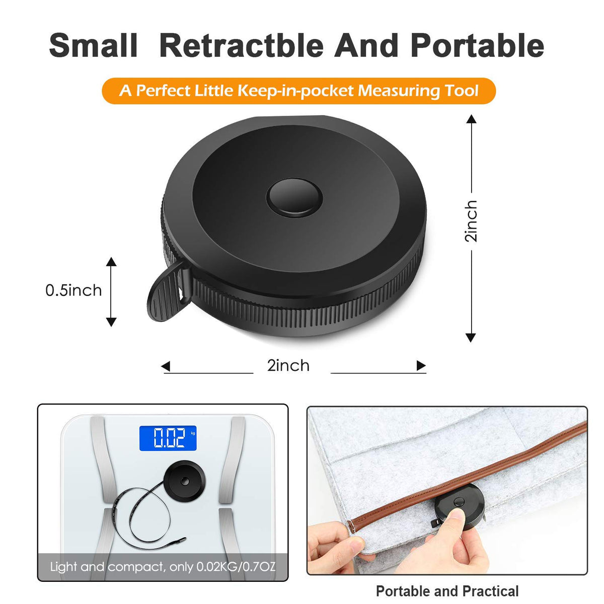GDMINLO 4 Pack Tape Measure Retractable Measuring Tape for Body Fabric