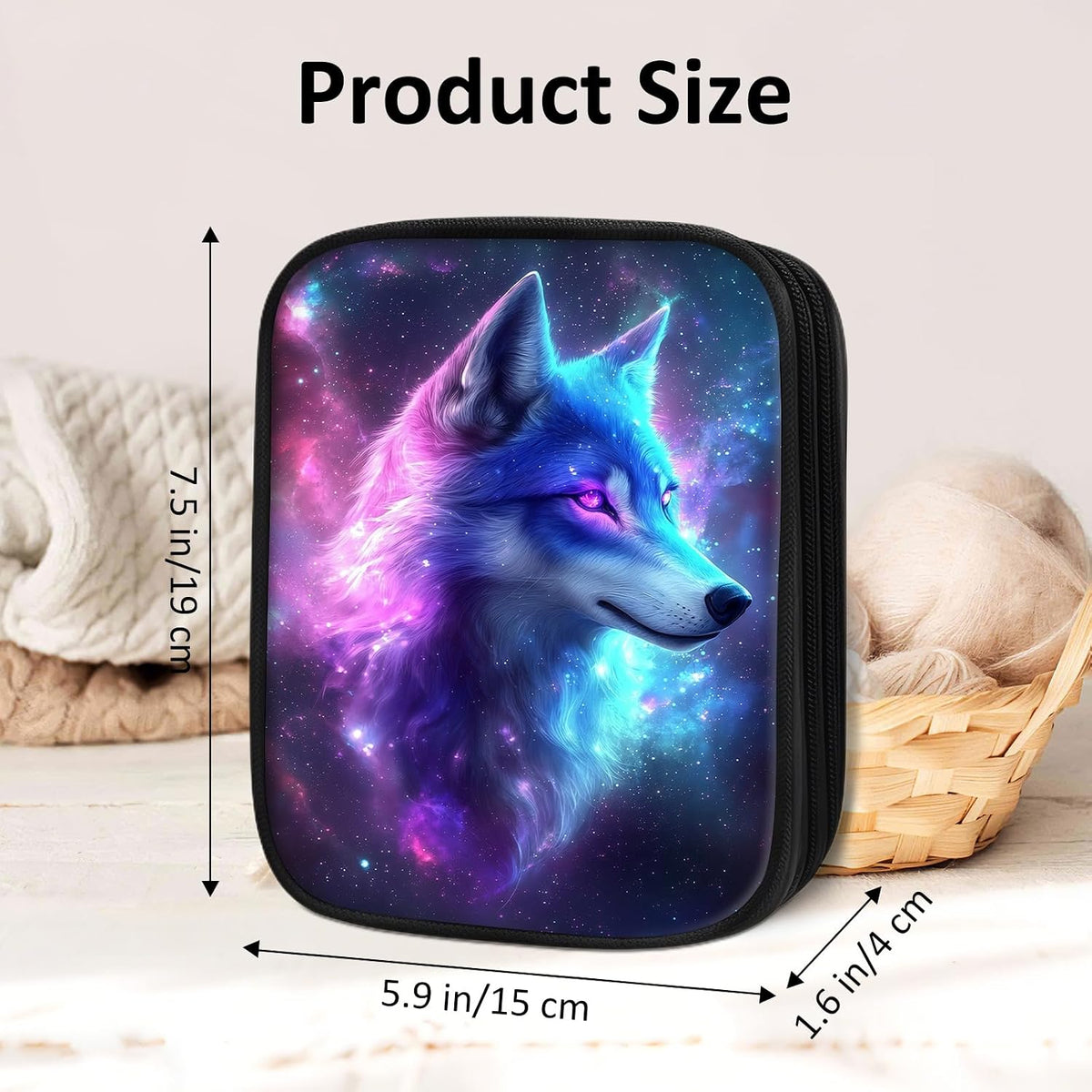 Cdkfxjy Empty Crochet Hook Case, Galaxy Wolf