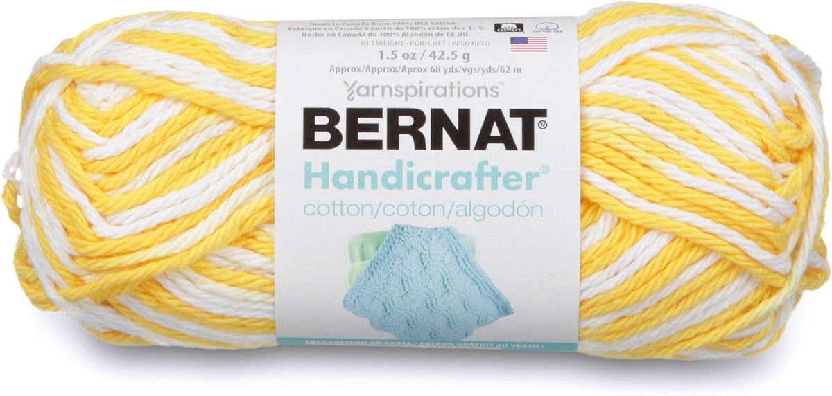 Bernat Handicrafter Cotton Ombre Yarn, 1.5 oz, Gauge 4 Medium, 100%