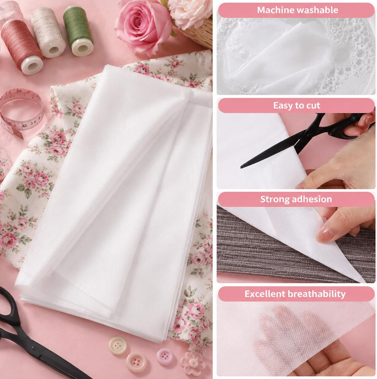 Single Sided Non-Woven, White Iron-On Non-Woven Interfacings