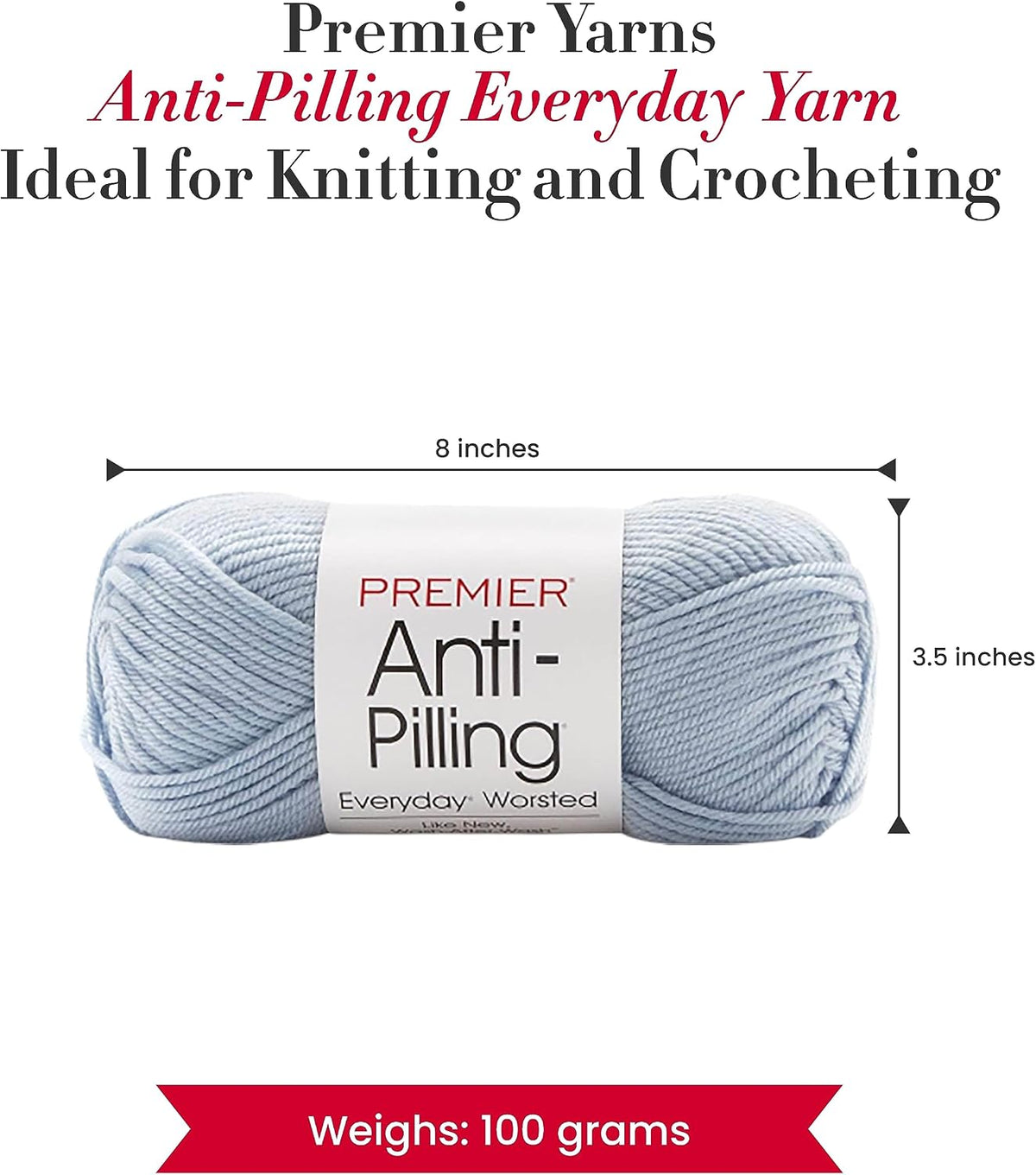 Premier Yarns Everyday Worsted, Quiet Blue, Medium Weight, 3.5 oz, 180