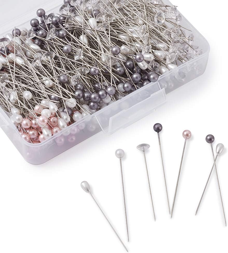 500pcs Sewing Pins 0.6mm Straight Quilting Pins in Pearlized Ball Head