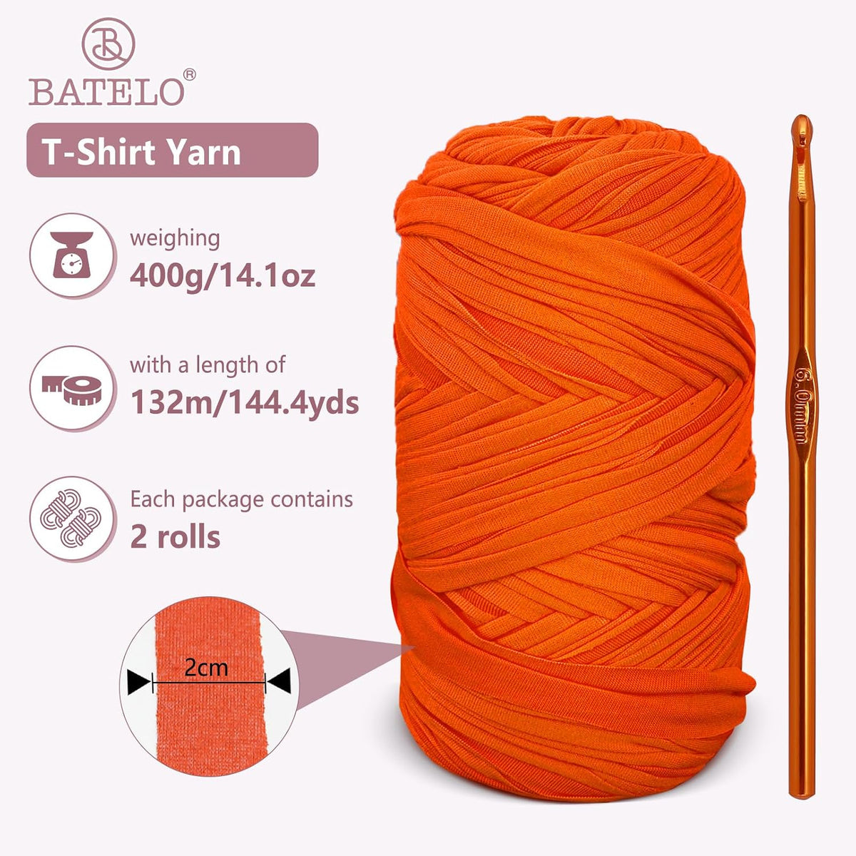 2 Pack T-Shirt Tshirt Yarn 400g/144yds High Elastic Thick Yarn