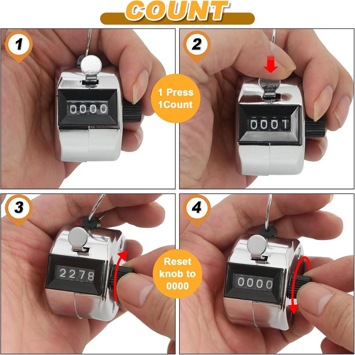 2 Pcs Clicker Counter, Hand Tally Counter with Large Display