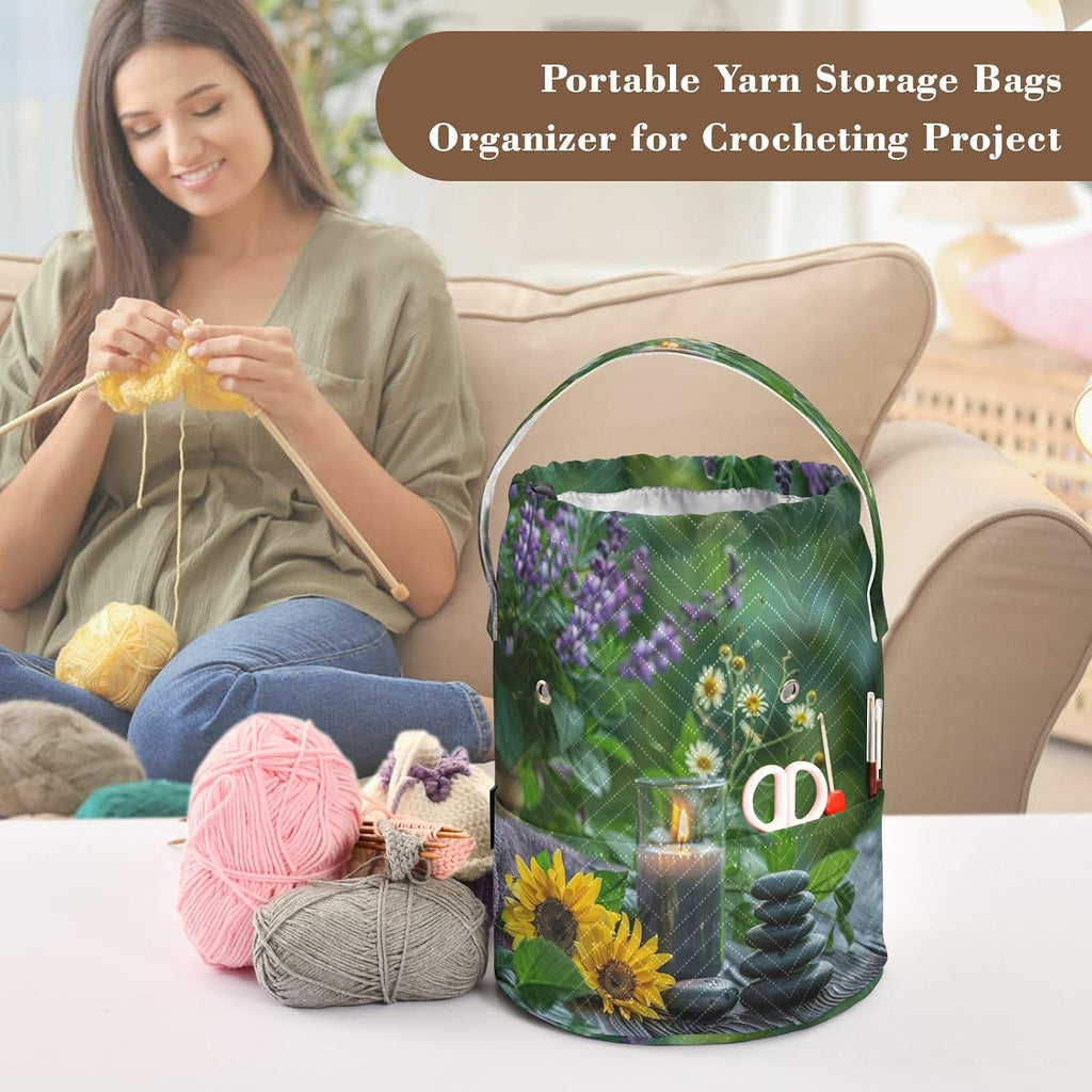 YETTASBIN Zen Basalt Garden Yarn Storage Bag, Large Crochet Knitting