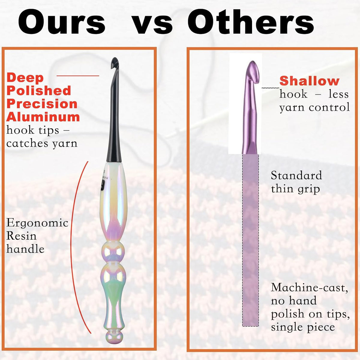 Svartur 5.5mm Crochet Hook, Ergonomic Crochet Needle with Resin Handle
