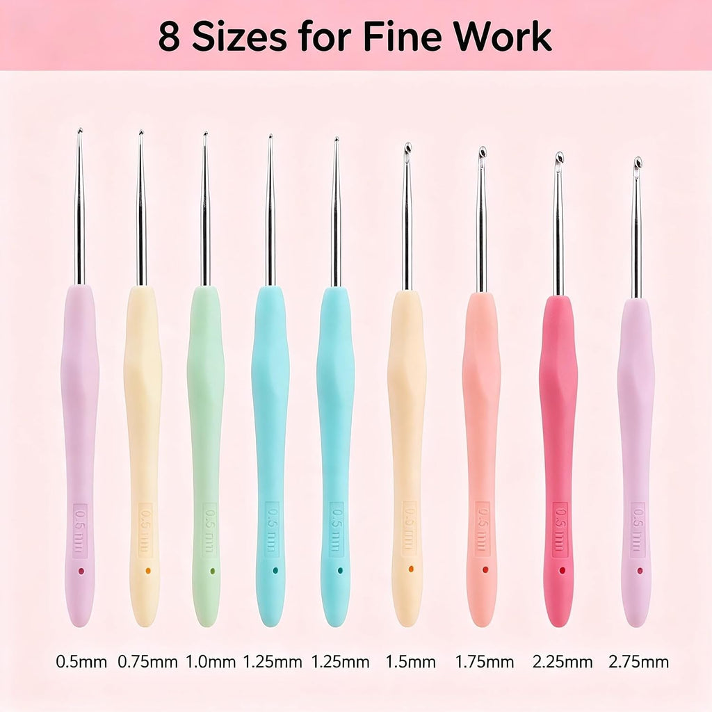 6Pcs Small Size Crochet Hooks,0.5Mm Micro Needles | Steel Lace
