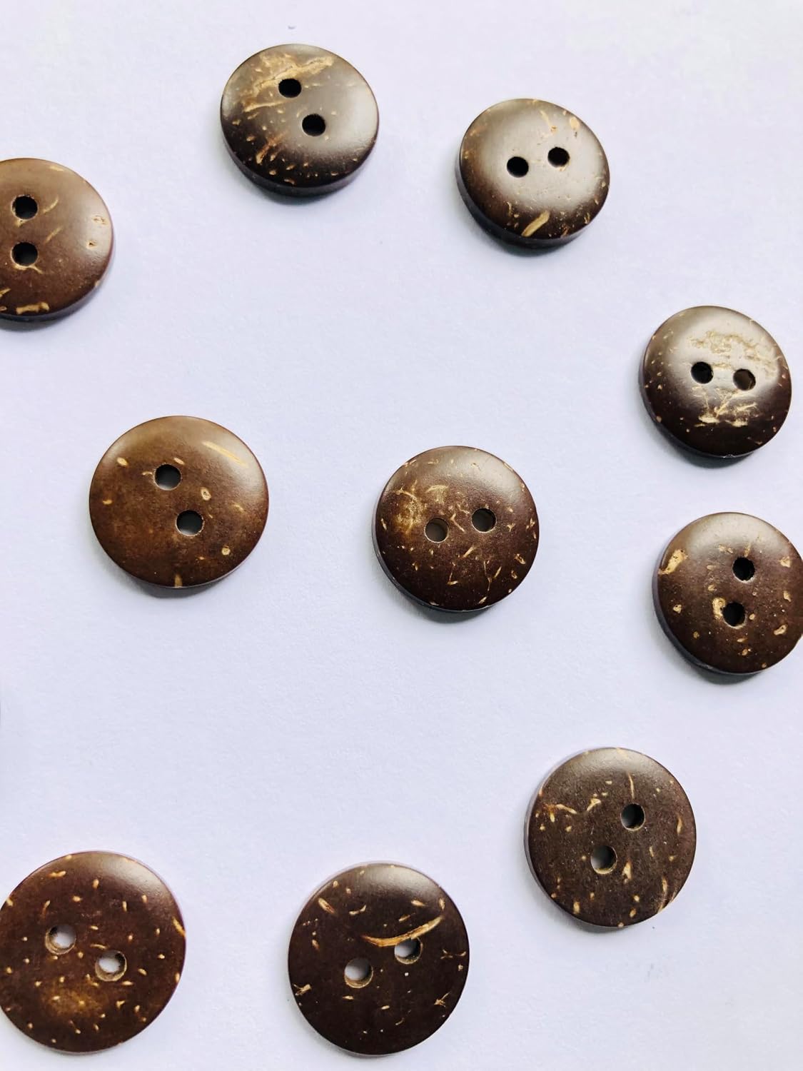 Natural Coconut Buttons, 2-Hole Round Brown Sewing Buttons for