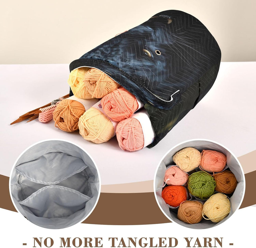 YETTASBIN Panther Yarn Storage Bag, Large Crochet Knitting Bag