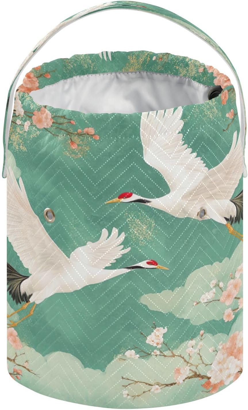 YETTASBIN White Crane Yarn Storage Bag, Large Crochet Knitting Bag