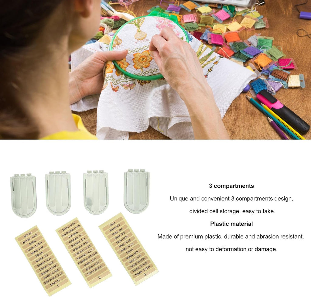 LiebeWH 3 Compartments Sewing Needle Case Plastic Needle Case Portable