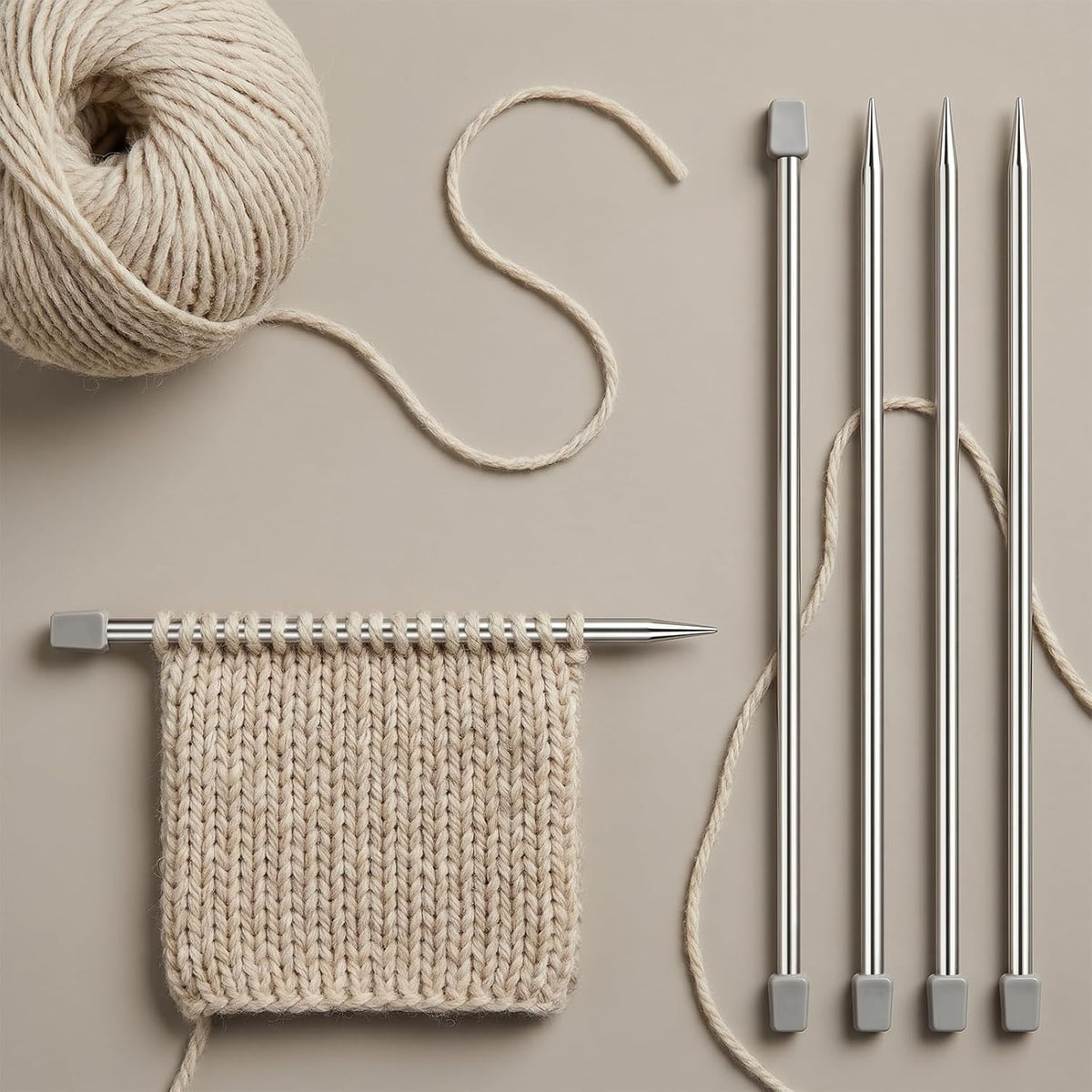 Yuomeaz 8Pcs Knitting Needles, 4/5/6/7mm Stainless Steel Knitting