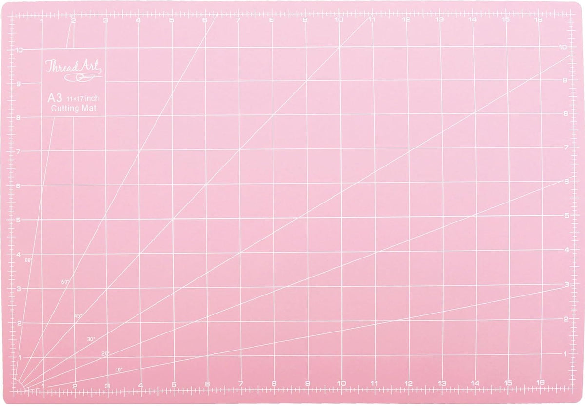 Threadart Pink/Grey 17x11 Self Healing Rotary Cutting Mat - A3 5-Ply