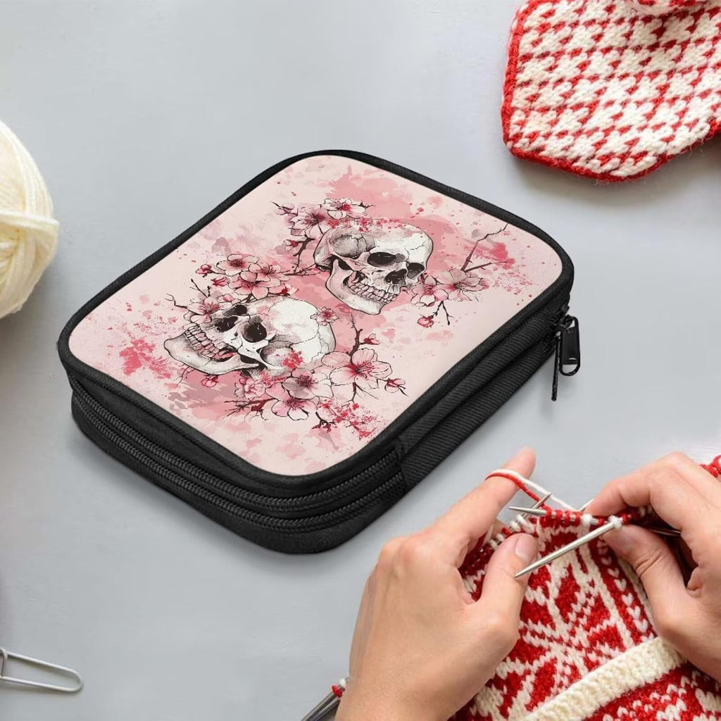 Goronwyfloyd Skeleton Cherry Blossom Empty Crochet Hook Case Travel