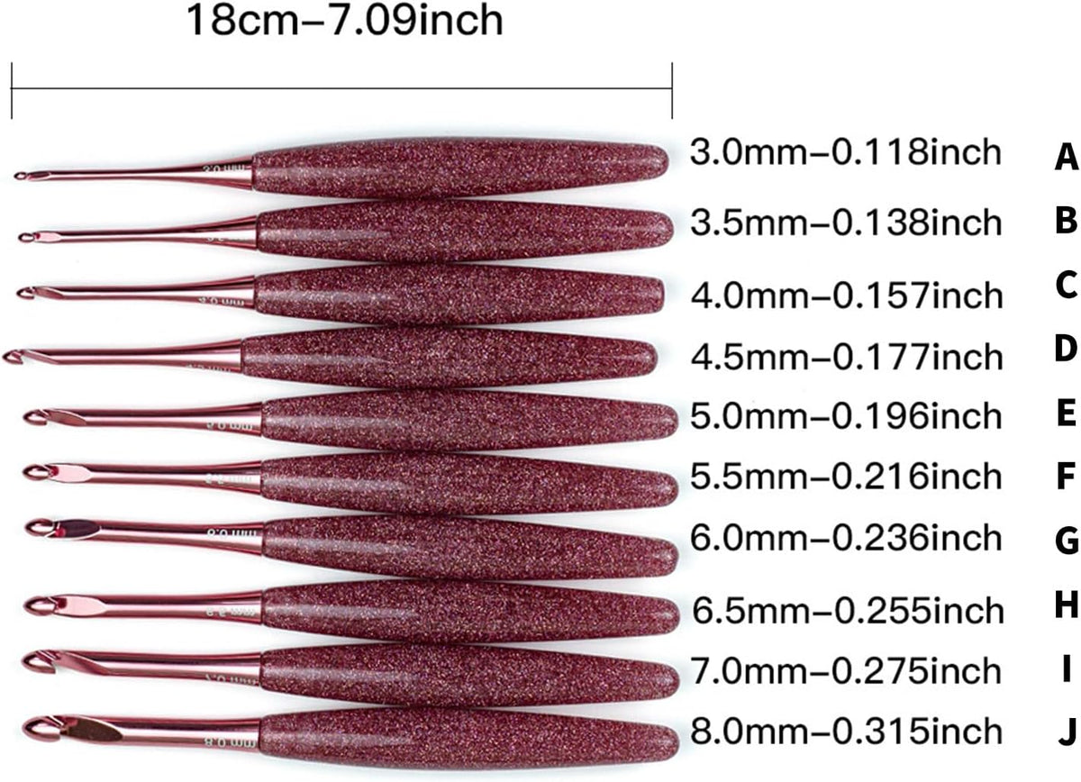 Aluminum Crochet Hook with Comfortable Resin Handle Ergonomic Grip