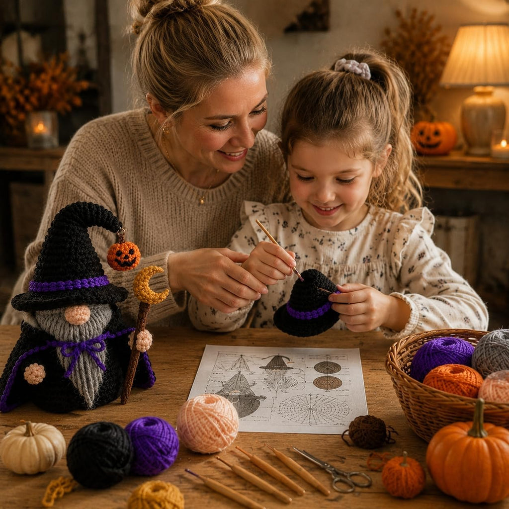 Hookcrafted Halloween Wizard Gnome Crochet Kit for Adults, Amigurumi