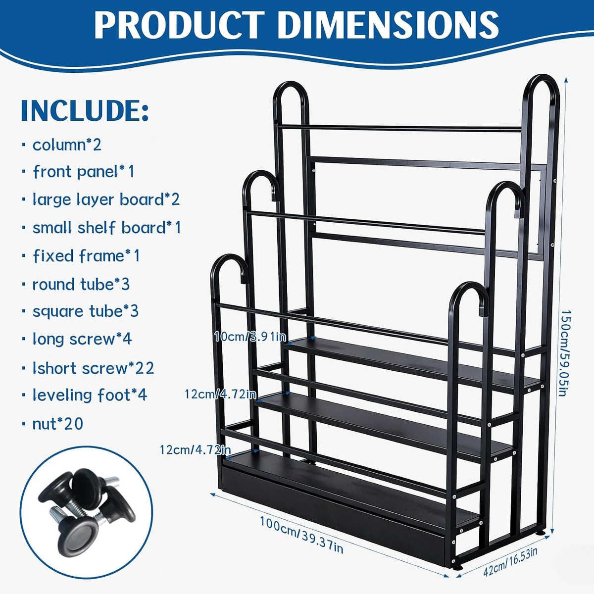 Heavy Duty Adjustable Fabric Roll Display Stand 3 Tier Metal Rack