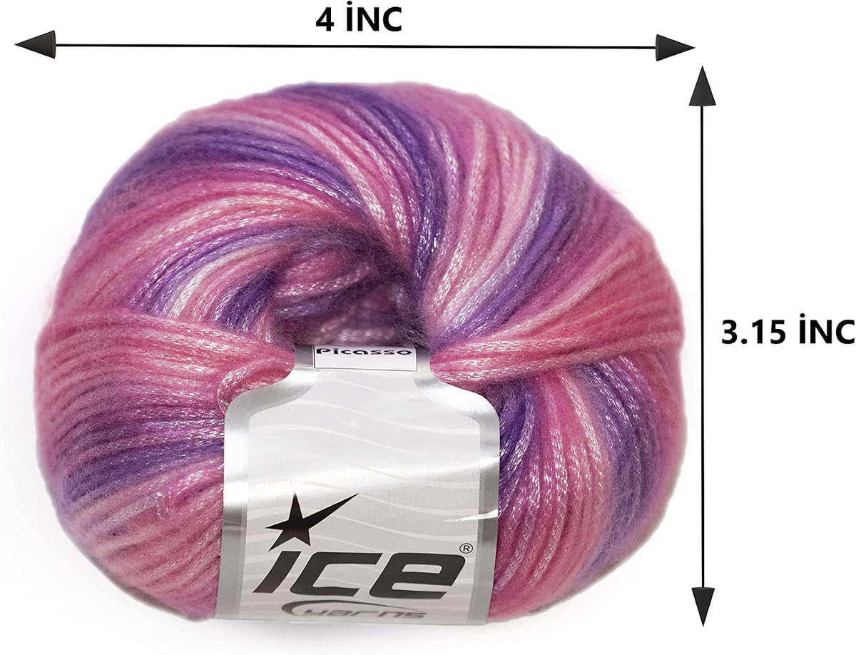 Ice Yarns Picasso Pink and Lilac Shades (3-Piece Pack) Fuzzy with