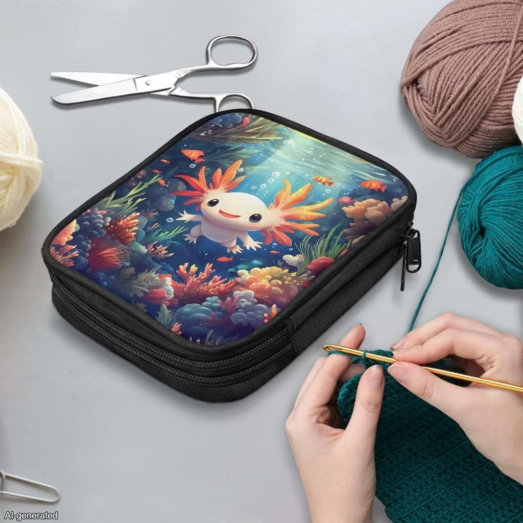 Noprintge Crochet Hook Organizer Case, Empty Zipper Bags Portable