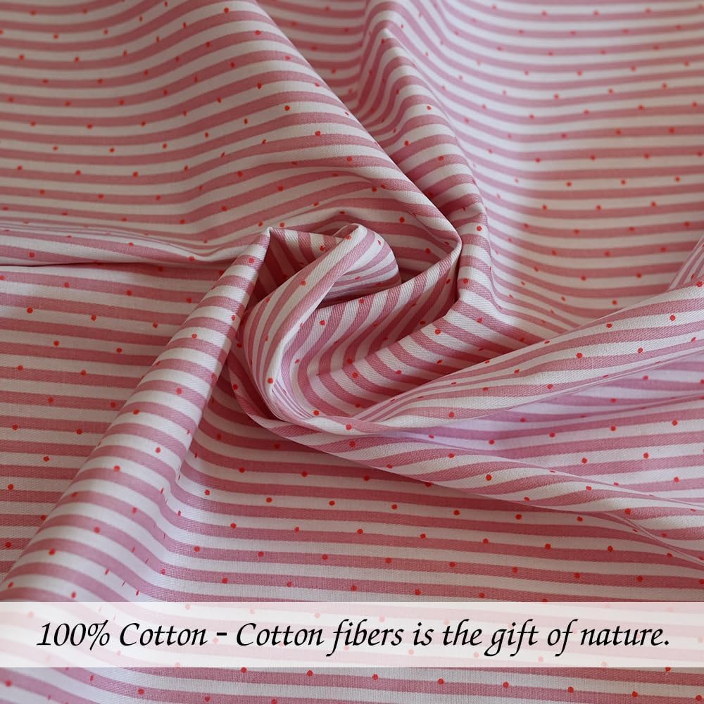 Cotton Fabric by The Yard for Sewing, Quilting, DIY Craft,Pink Striped