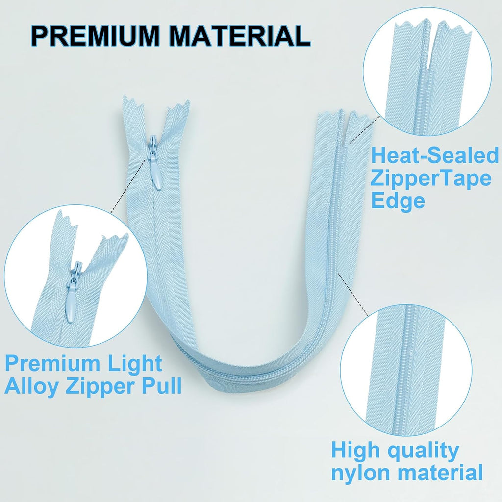 YZSFIRM 2 Pcs #3 7 inch Red Nylon Invisible Zippers for Sewing Skirts