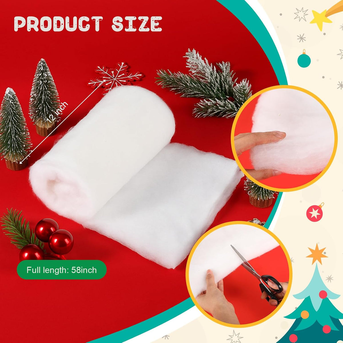 HunnmingRe Cotton Batting Roll for Quilt Pillow Stuffing, 58 Inch