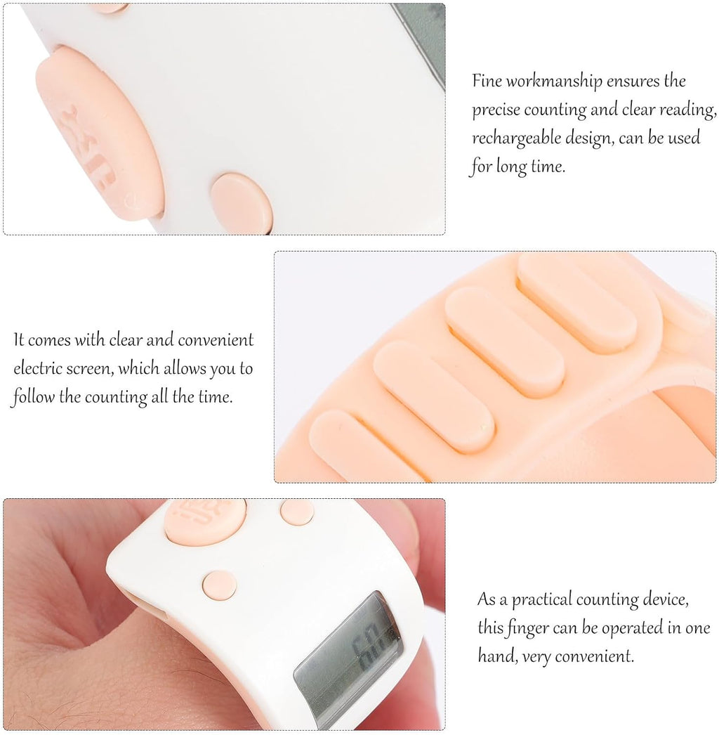 Digital Tally Counter Ring with Night Light Display, Pink Silicone