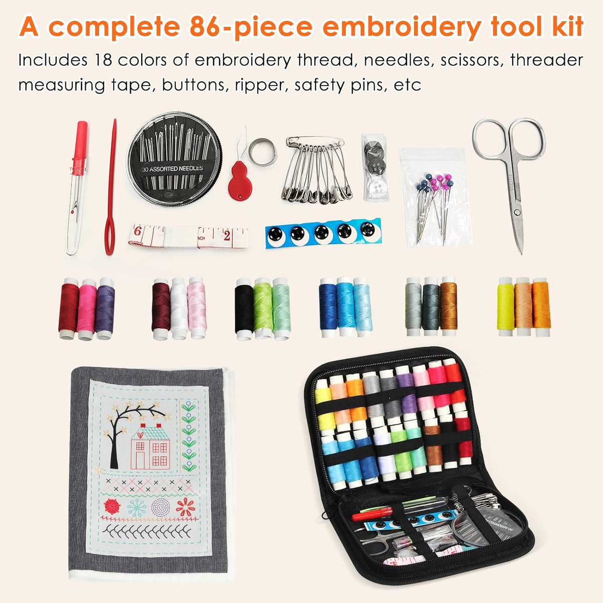 Oeedsns New DIY Embroidery Stitch Book Kit, Illustrated Guide to 106