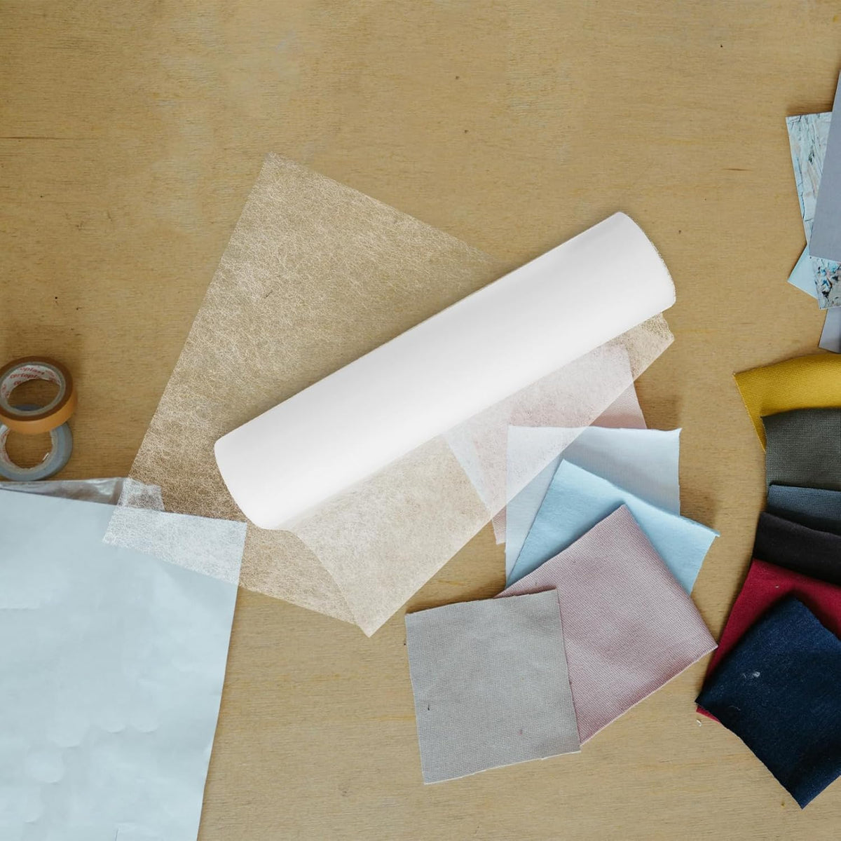 White Fusible Interfacing Tape Roll for Sewing, 66ft X 12 Inch