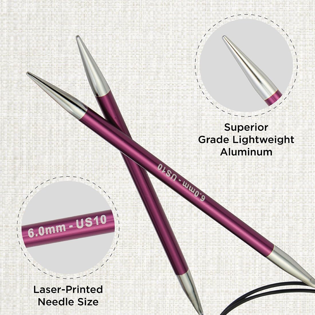 KnitPro Zing Fixed Circular Needles 32" (80cm) | US Size 10 (6mm)