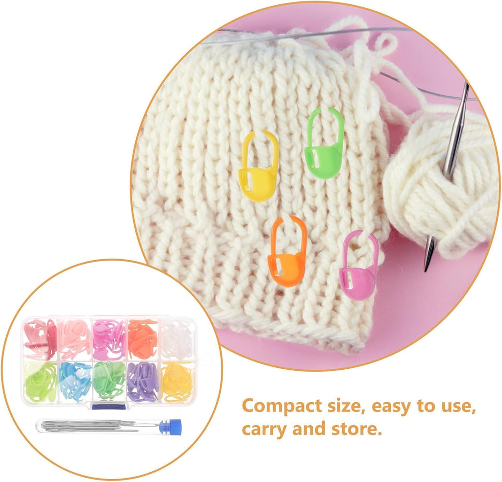 Colorful Plastic Stitch Markers for Knitting Crochet Projects and
