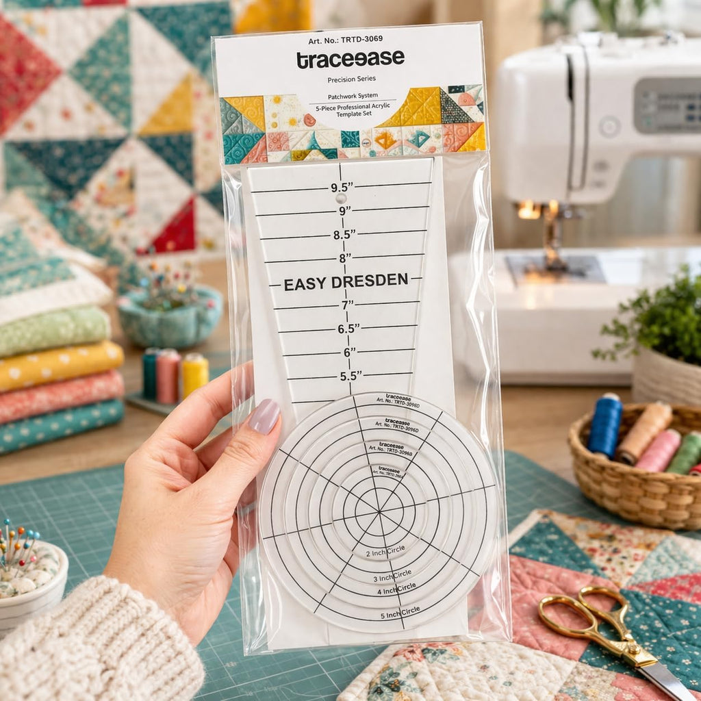 Traceease 5 Pcs Clear 4mm Acrylic Quilting Template Ruler Set, 10 Inch