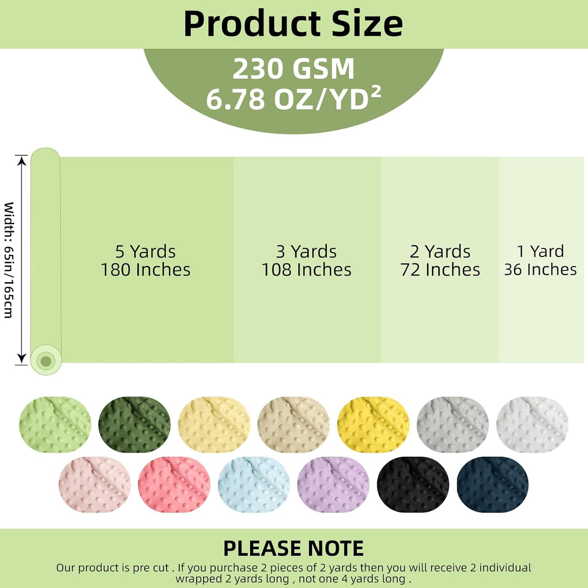 Minky Dot Fabric 65" Wide By The Yard Soft Fleece Fabric for Blanket