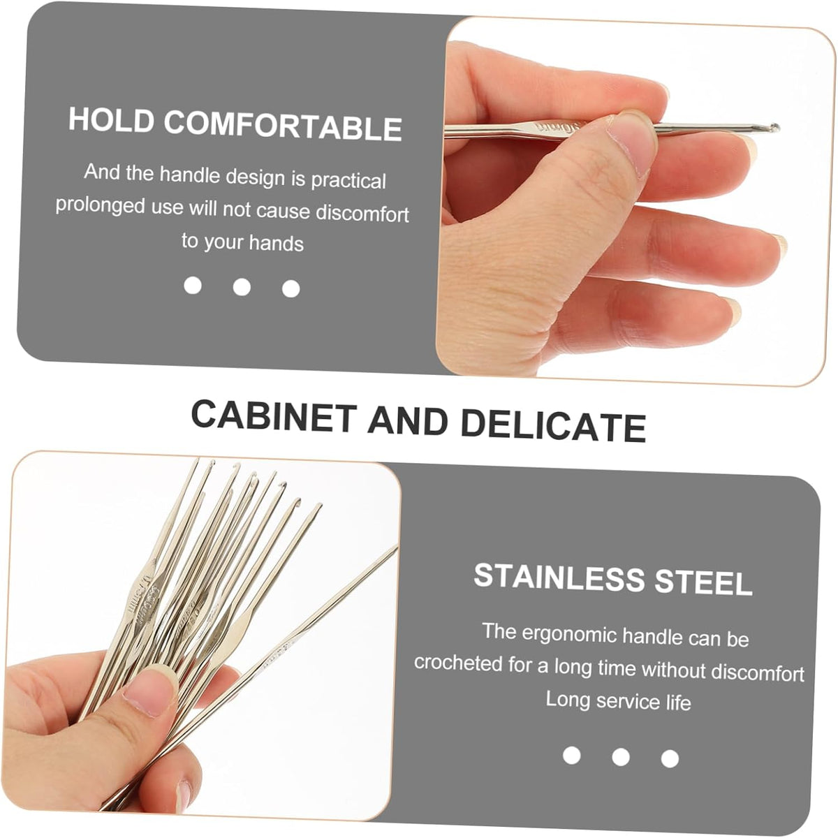 Winter Crochet Hooks Set, Stainless Steel Lace Needles, 3 Sets