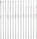 uxcell Crochet Hooks Set 0.6-2.5mm Iron Knitting Needles, Silver Tone