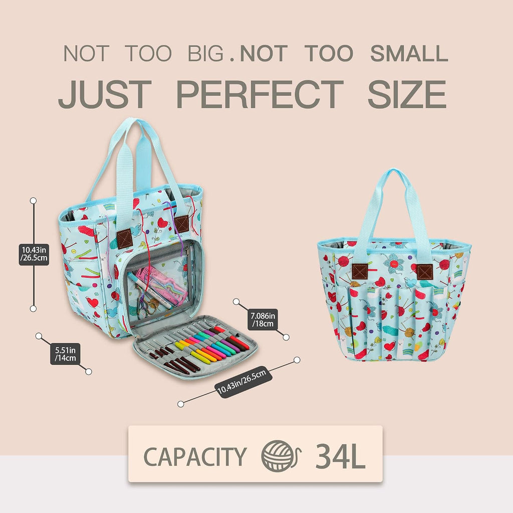 Yarn Knitting Storage Tote-Large Capacity Crochet Organizer Portable